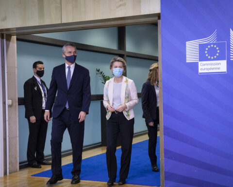 , Jens Stoltenberg and the President of the European Commission, Ursula von der Leyen