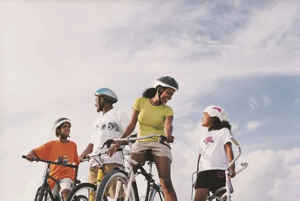 family on bikes
