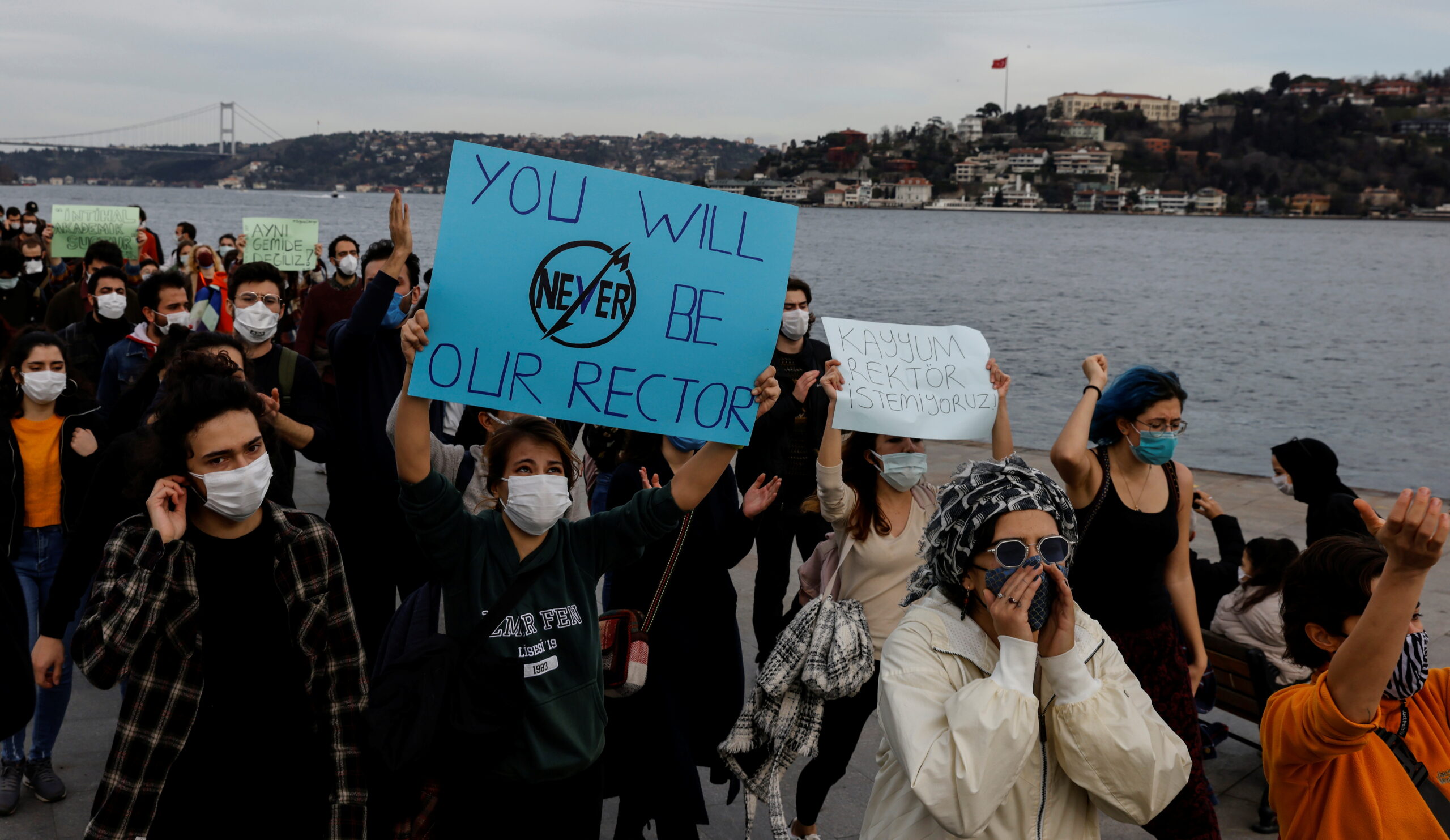 Students of Bogazici University protest in Istanbul