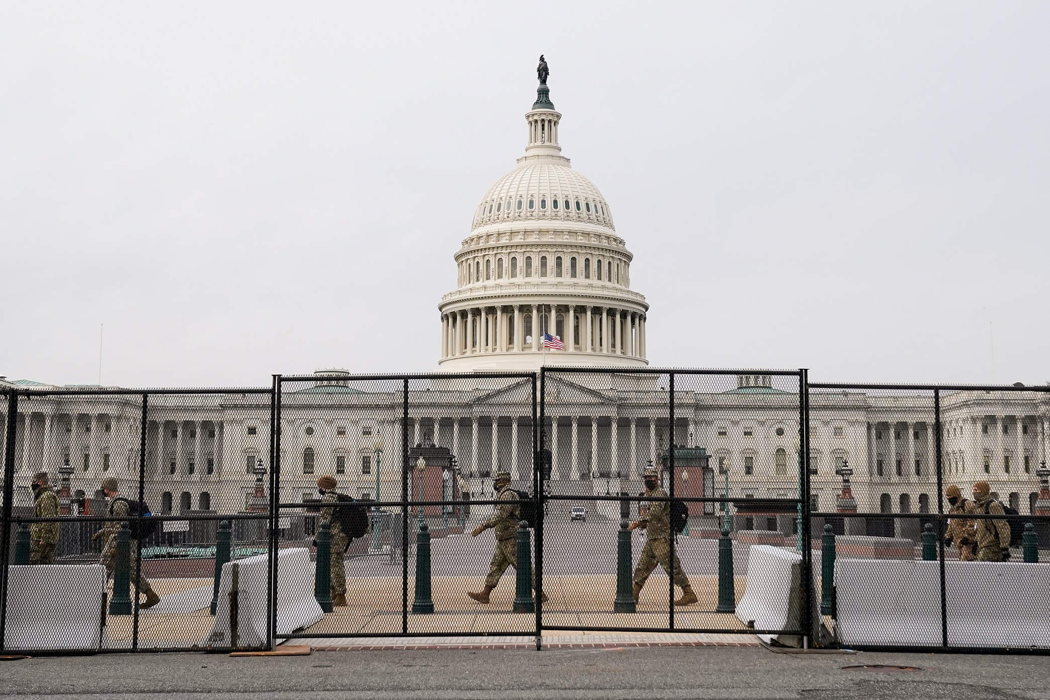 Security fencing surrounds the U.S. Capitol days after supporters of U.S. President Donald Trump stormed the Capitol in Washington