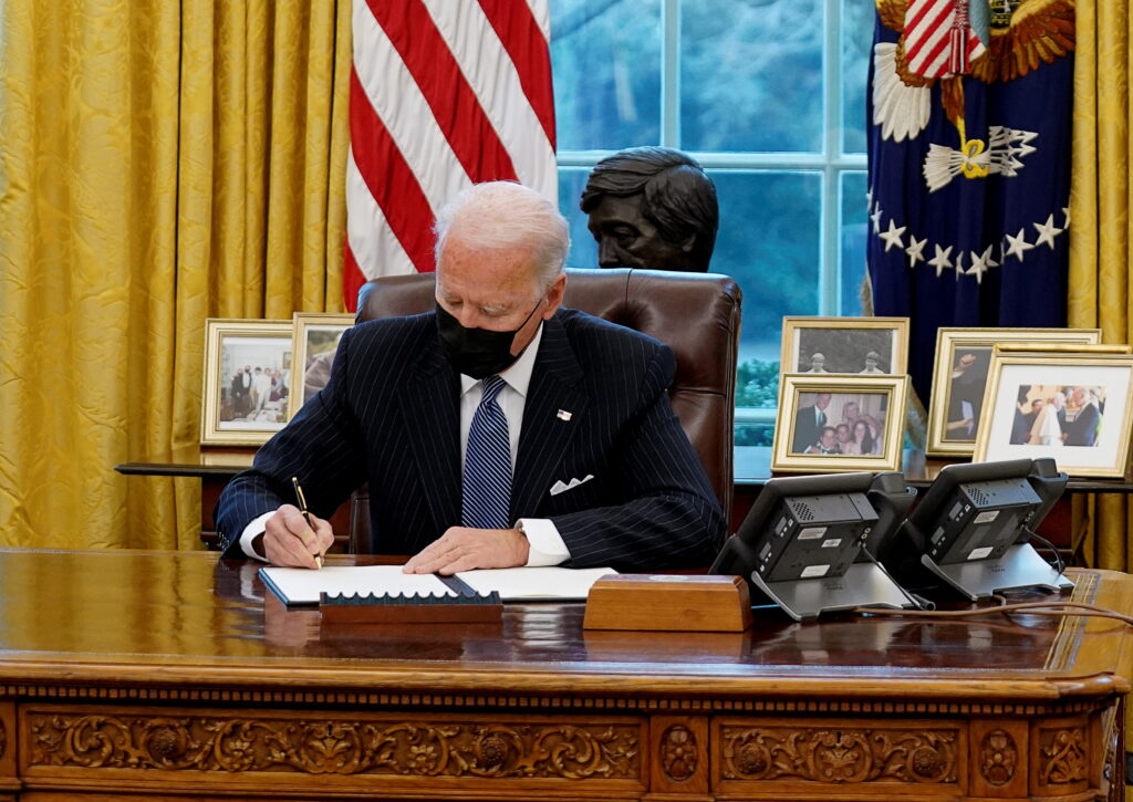 U.S. President Biden meets with new U.S. Defense Secretary Lloyd Austin at the White House in Washington