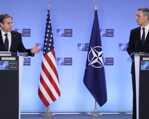 Antony Blinken (left) and NATO Secretary-General Jens Stoltenberg