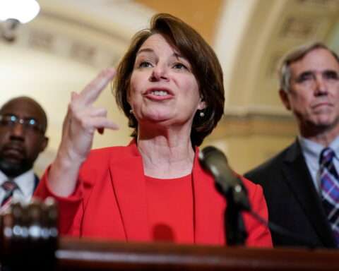 Senator Amy Klobuchar (D-MN) speaks to the media in Washington