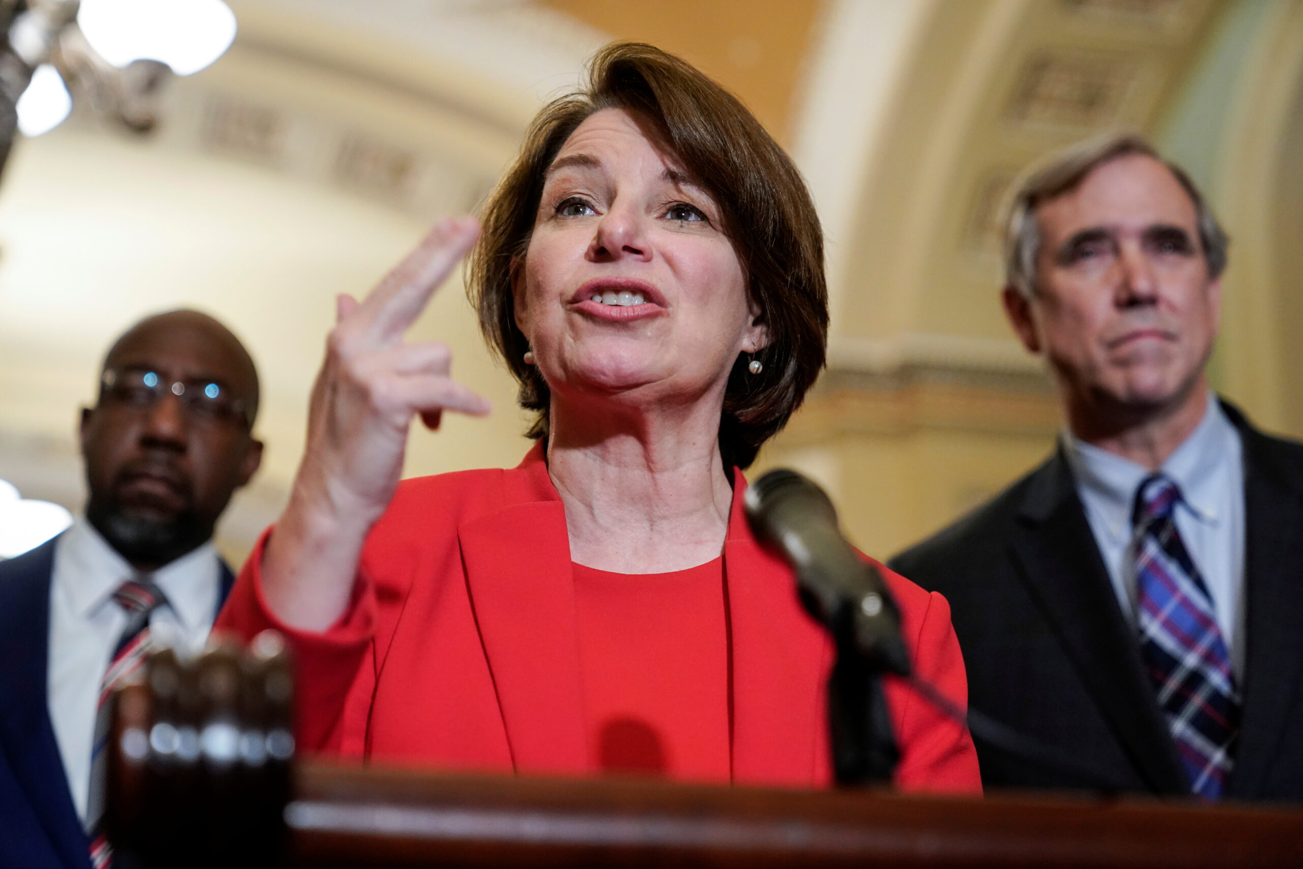 Senator Amy Klobuchar (D-MN) speaks to the media in Washington