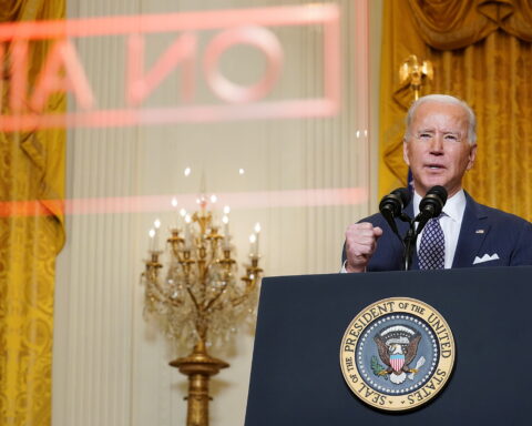 U.S. President Biden takes part in Munich Security Conference virtual event from the White House in Washington