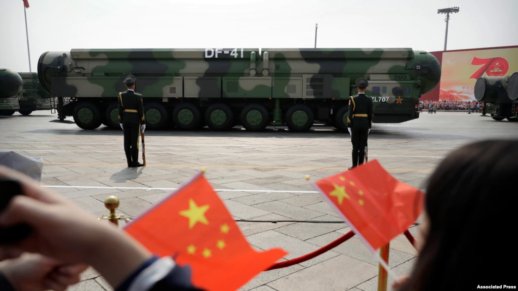 ballistic missiles roll during a parade in Beijing, China