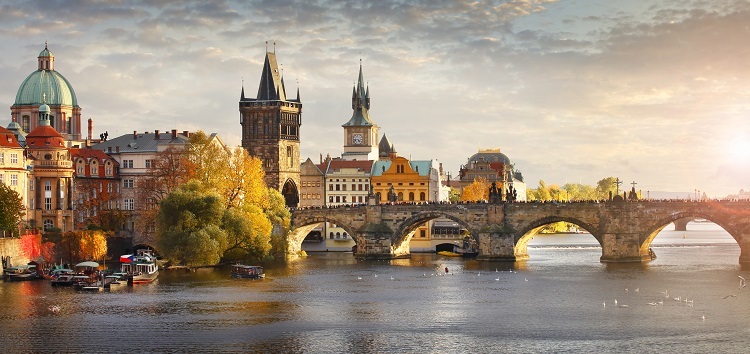 Vltava river and Charles bridge in Prague