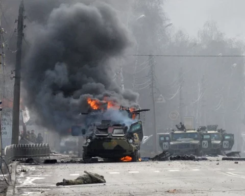 A Russian armored i fire