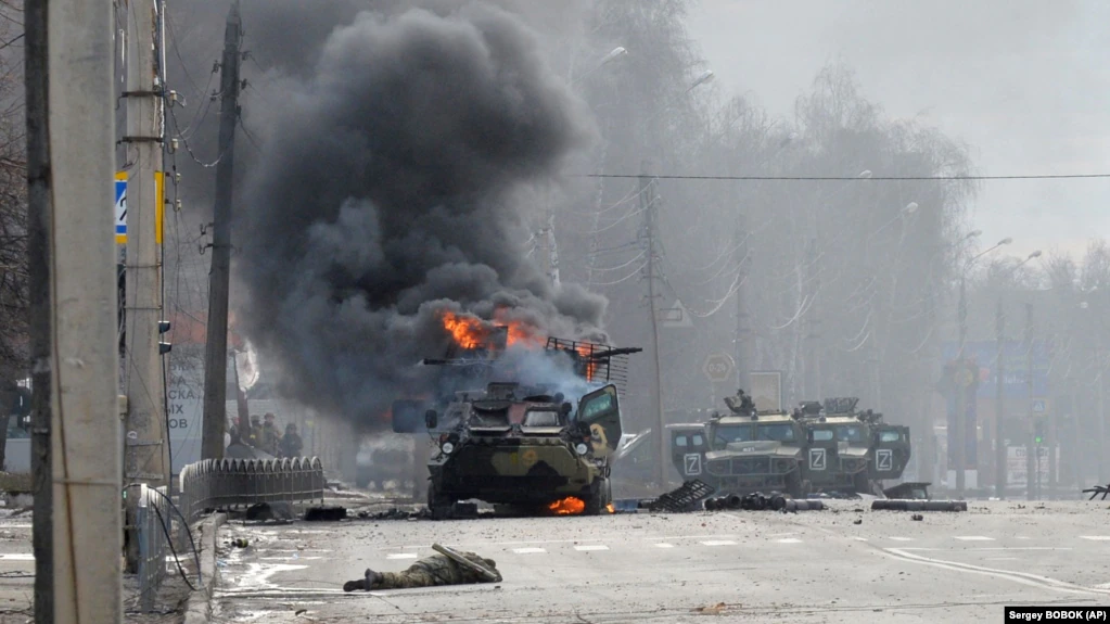 A Russian armored i fire