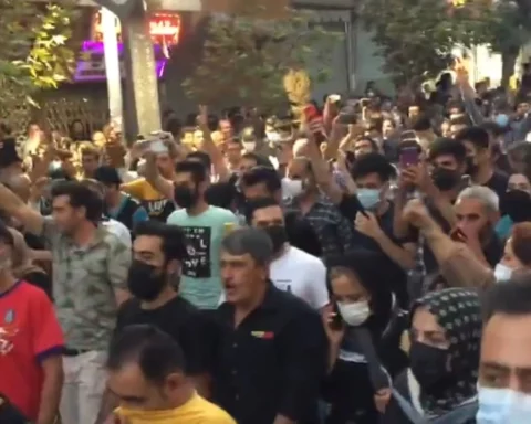 Protesters march in Sanandaj