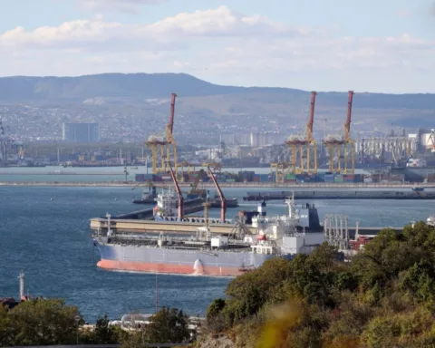 oil tanker is moored in Novorossiysk, Russia